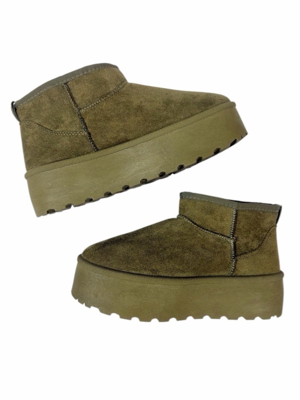 NEW Olivia & Kate NY Olive Suede Platform shearling ugg Ankle boots 6.5